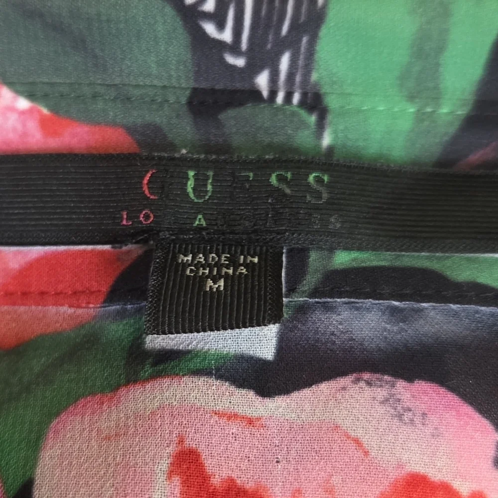 Guess Multicolor Floral Button Down "Inside Out " Blouse Size Med - Picture 6 of 6